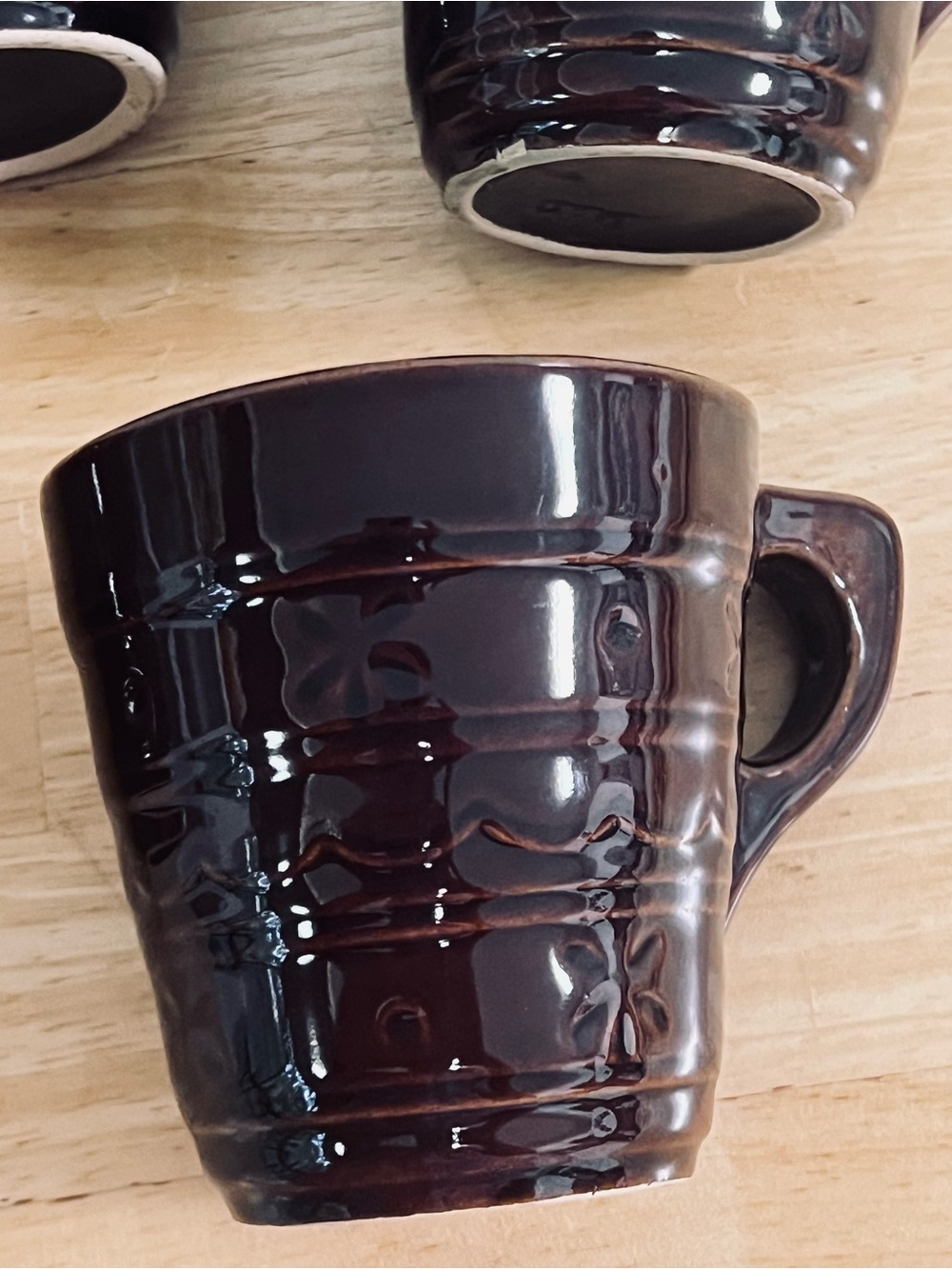 MARCREST Daisy and Dot Brown Stoneware Coffee Mugs Set of 4 MCM VTG